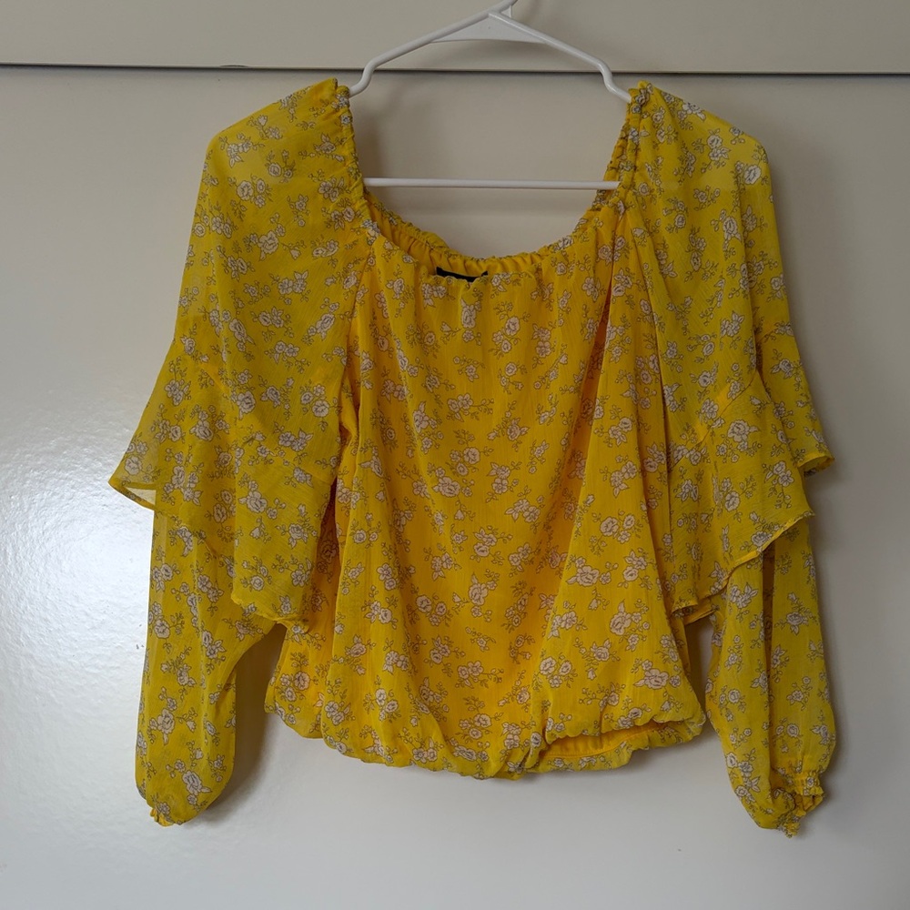 Banana Republic Yellow Floral Off-Shoulder Blouse